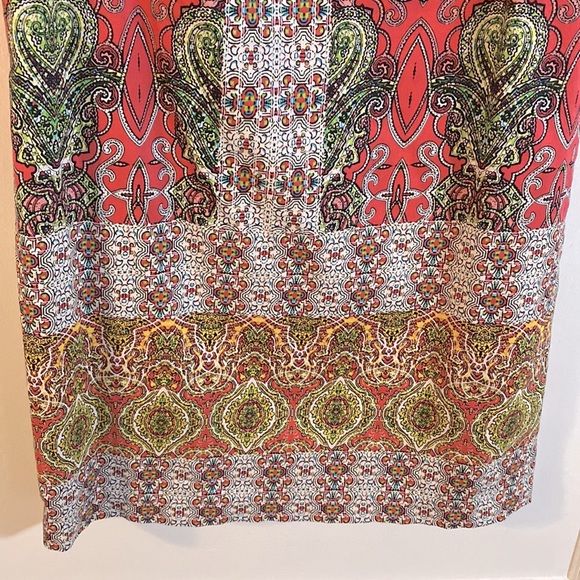 Maggy London Paisley Medallion Cold-Shoulder Sheath Dress- Size 4 - Picture 4 of 6